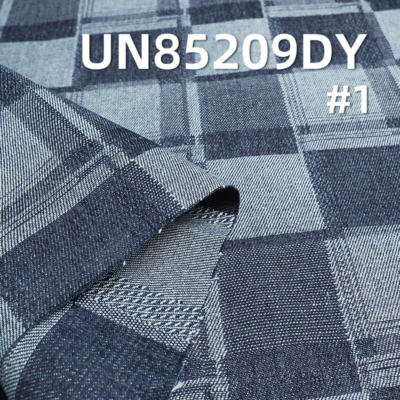 10.4 oz Cotton-Polyester Denim Fabric | Square Plaid Jacquard Denim | Ideal for Jeans, Denim Skirts, and Jackets