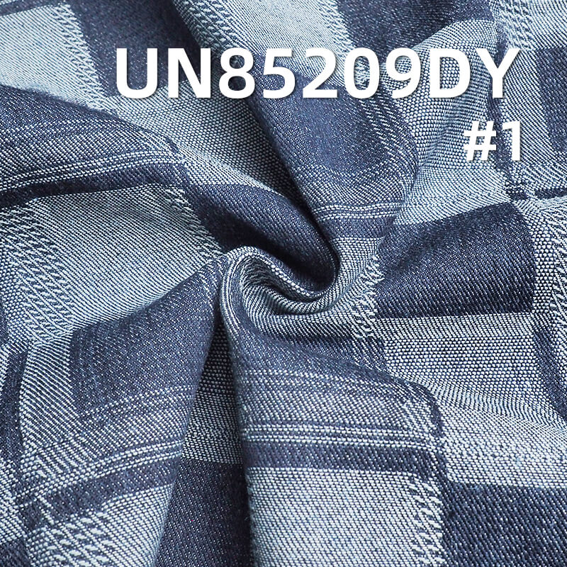 10.4 oz Cotton-Polyester Denim Fabric | Square Plaid Jacquard Denim | Ideal for Jeans, Denim Skirts, and Jackets