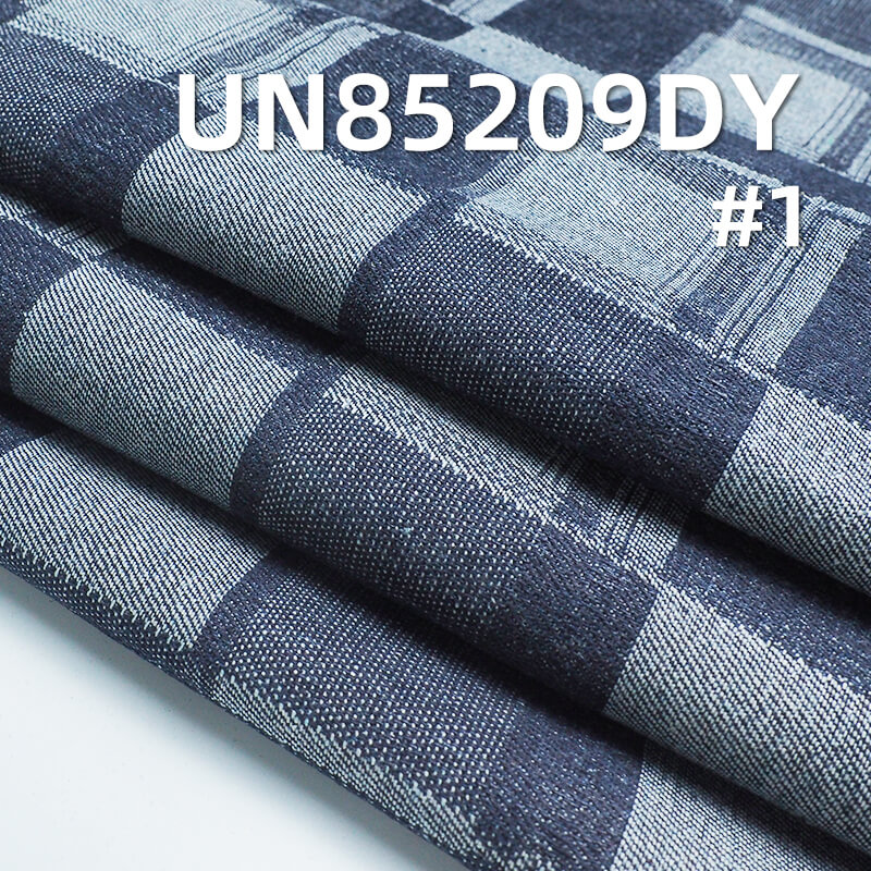 10.4 oz Cotton-Polyester Denim Fabric | Square Plaid Jacquard Denim | Ideal for Jeans, Denim Skirts, and Jackets