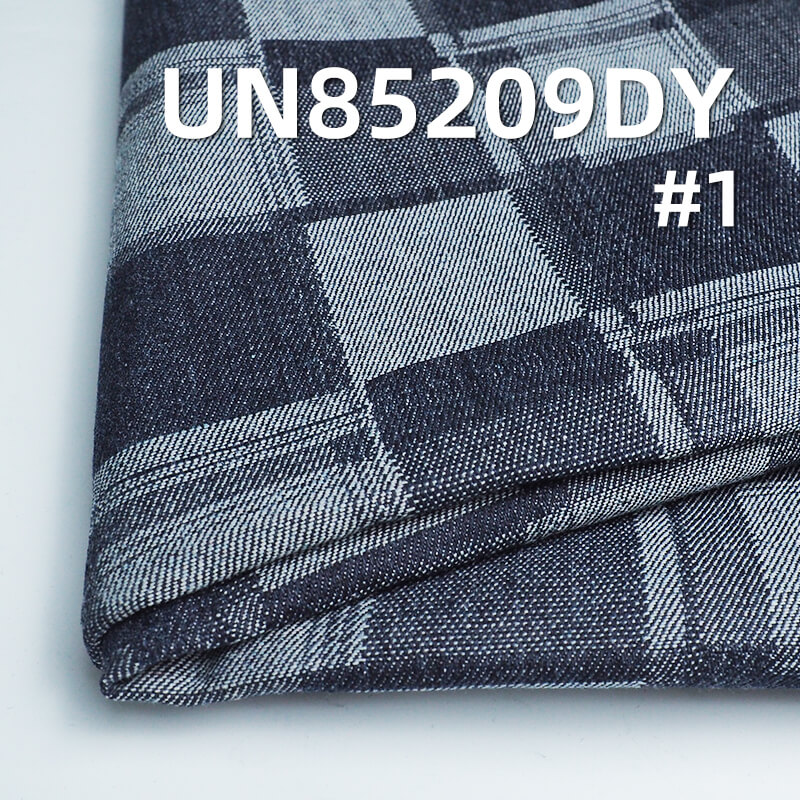 10.4 oz Cotton-Polyester Denim Fabric | Square Plaid Jacquard Denim | Ideal for Jeans, Denim Skirts, and Jackets