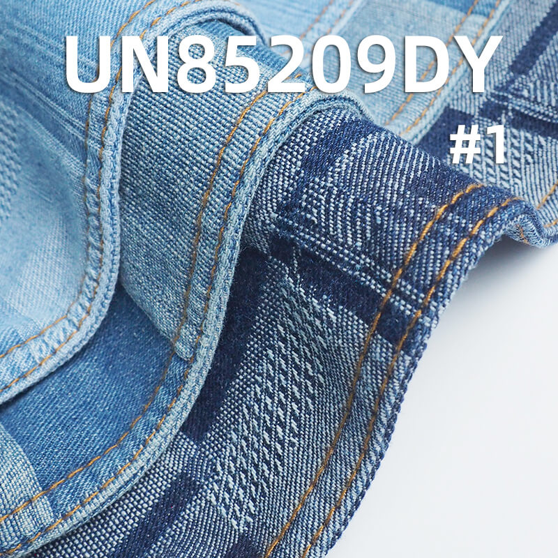 10.4 oz Cotton-Polyester Denim Fabric | Square Plaid Jacquard Denim | Ideal for Jeans, Denim Skirts, and Jackets