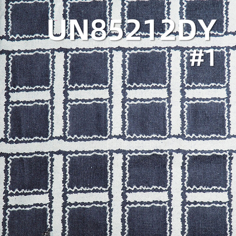 12.6 oz Cotton-Polyester Jacquard Denim | Vintage Floral Plaid Fabric | Jeans & Bags