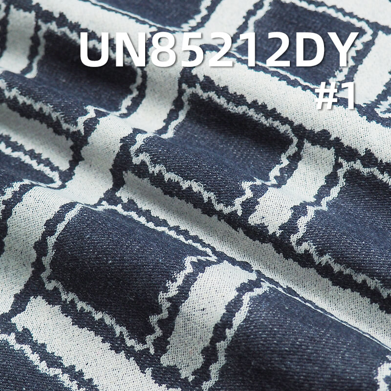12.6 oz Cotton-Polyester Jacquard Denim | Vintage Floral Plaid Fabric | Jeans & Bags