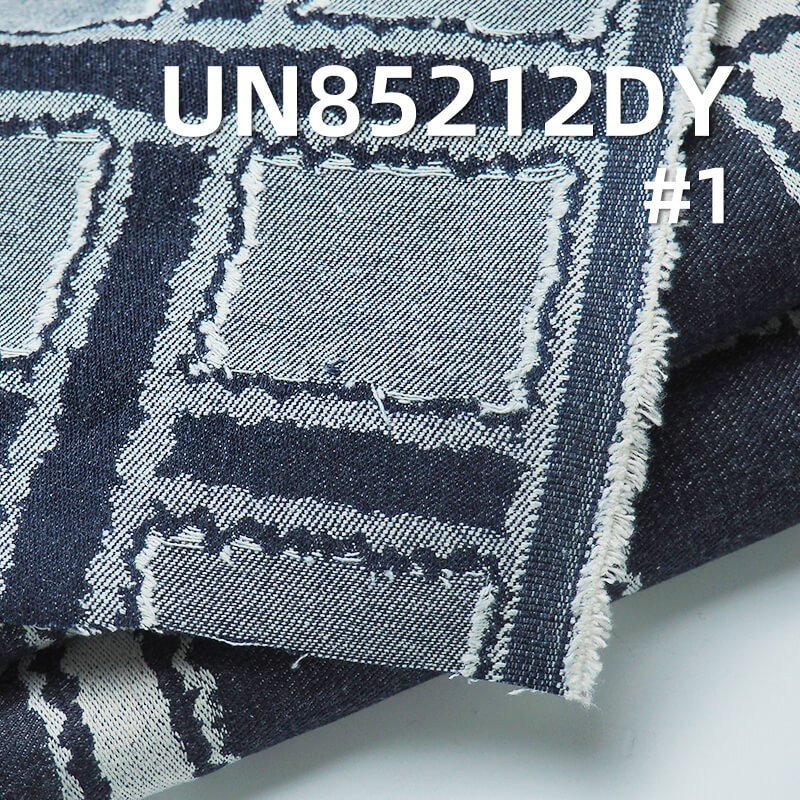 12.6 oz Cotton-Polyester Jacquard Denim | Vintage Floral Plaid Fabric | Jeans & Bags