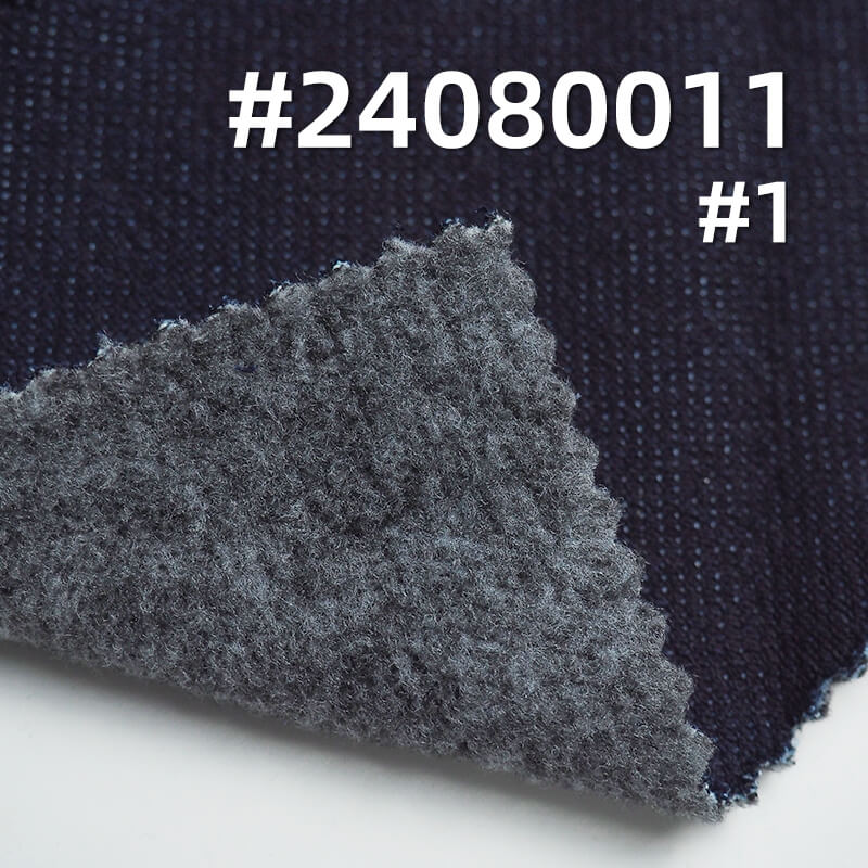 400g/m² Stretch Poly-Cotton Twill Fleece-Lined Knit Denim | Washable Indigo Denim for Jeans, Jackets, Coats