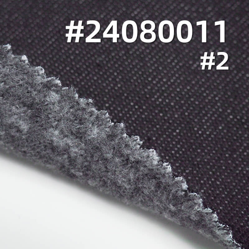 400g/m² Stretch Poly-Cotton Twill Fleece-Lined Knit Denim | Washable Indigo Denim for Jeans, Jackets, Coats