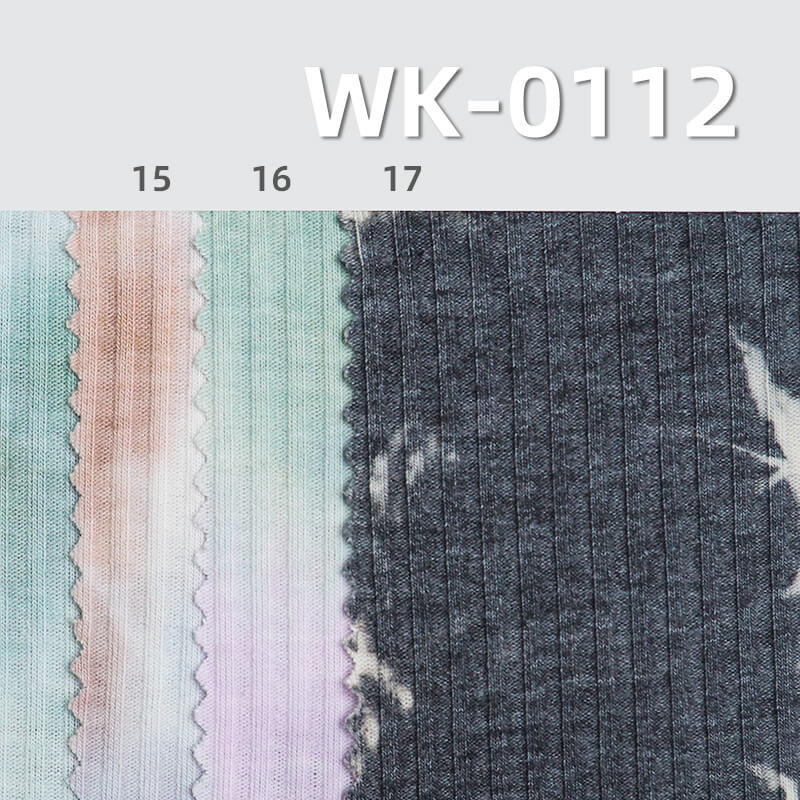 Knit 4:3 Ribbed Fabric |Tie-Dye & Colorful Ribbed Knit | 190g/m² T/C Stretch Knit |Women's T-Shirt & Casual Bottoms Fabric