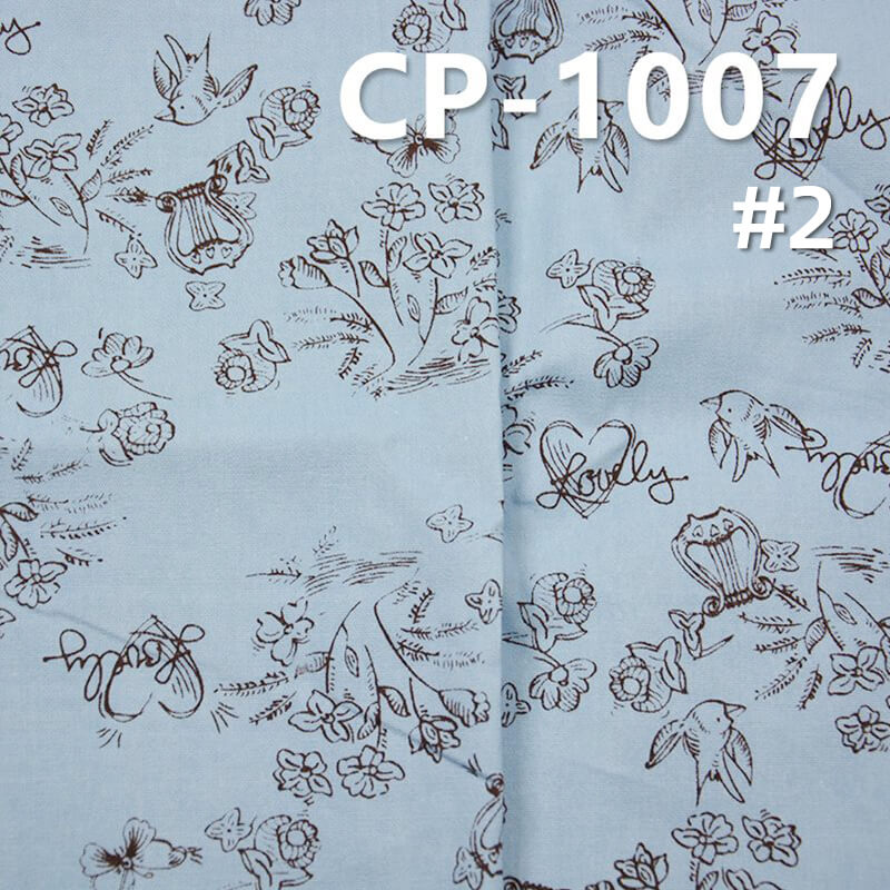 Cotton Print Fabric | 181g/m² Brushed Plain Cotton with Swallow Flower Design | Fabric for Dresses, Skirts, Tops