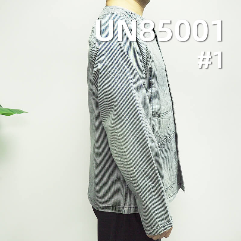 Blue & White Striped Denim | 9.8oz Non-Stretch 2/1 “Z”Twill Denim | Recycled Fiber | Jeans, Casual Jackets Fabric