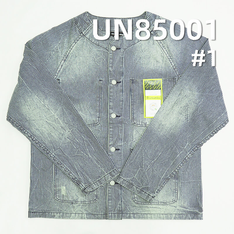 Blue & White Striped Denim | 9.8oz Non-Stretch 2/1 “Z”Twill Denim | Recycled Fiber | Jeans, Casual Jackets Fabric