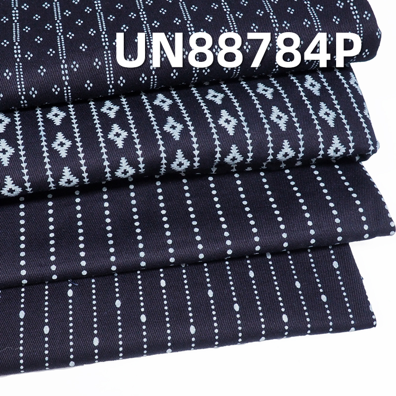 8.7 oz 100% Cotton Blue Face Blue Back Denim Fabric | "Z" Twill Denim | Discharge Printed | Denim for Skirts and Jackets