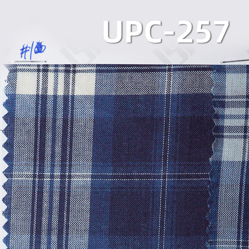 Indigo Plaid Fabric | 100% Cotton Yarn-Dyed | 105gsm Lightweight Preppy Style | for Shirts, Skirts, Dresses
