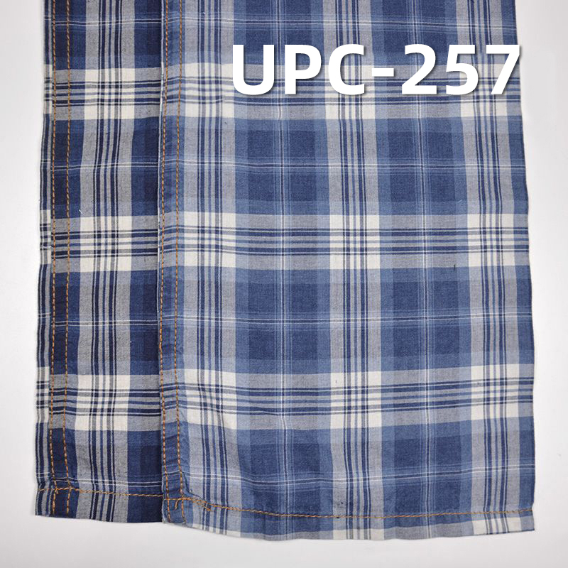 Indigo Plaid Fabric | 100% Cotton Yarn-Dyed | 105gsm Lightweight Preppy Style | for Shirts, Skirts, Dresses