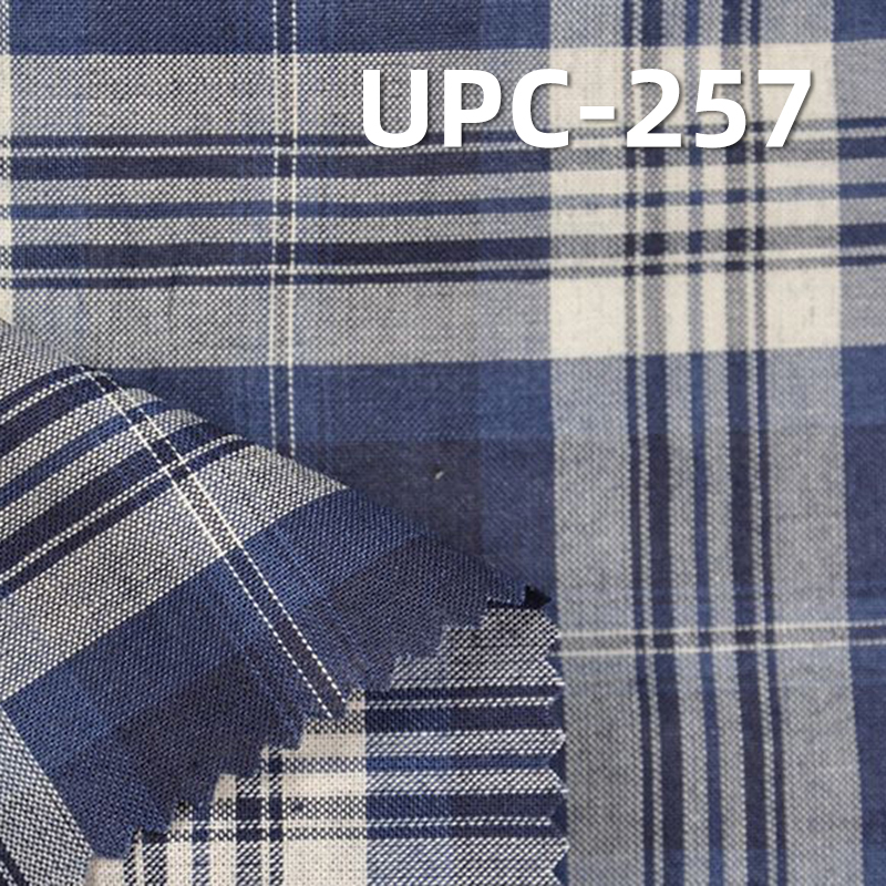 Indigo Plaid Fabric | 100% Cotton Yarn-Dyed | 105gsm Lightweight Preppy Style | for Shirts, Skirts, Dresses