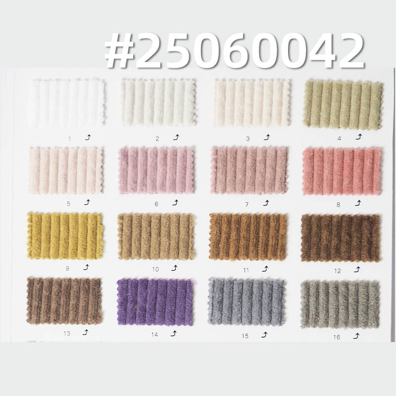 High Stretch 6W Warp Knit Corduroy | 330g/m2 Polyester Fabric for Trousers, Skirts, Jackets