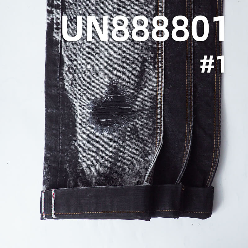 Raw Selvedge Denim | 15oz All Cotton Slub Yarn Dyed Denim | Black Face Black Back | Washable Denim