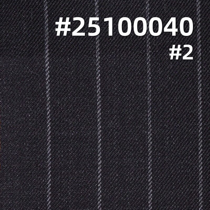 Worsted Wool Striped Fabric | 275g/m2 Wool Polyester Double Twill Dyed Fabric | Suits, Trousers & Tops Fabric