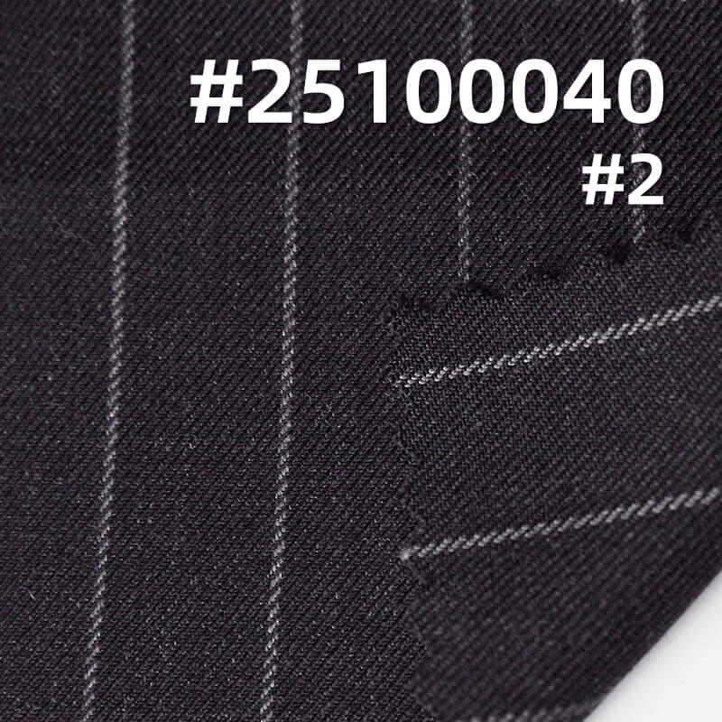 Worsted Wool Striped Fabric | 275g/m2 Wool Polyester Double Twill Dyed Fabric | Suits, Trousers & Tops Fabric