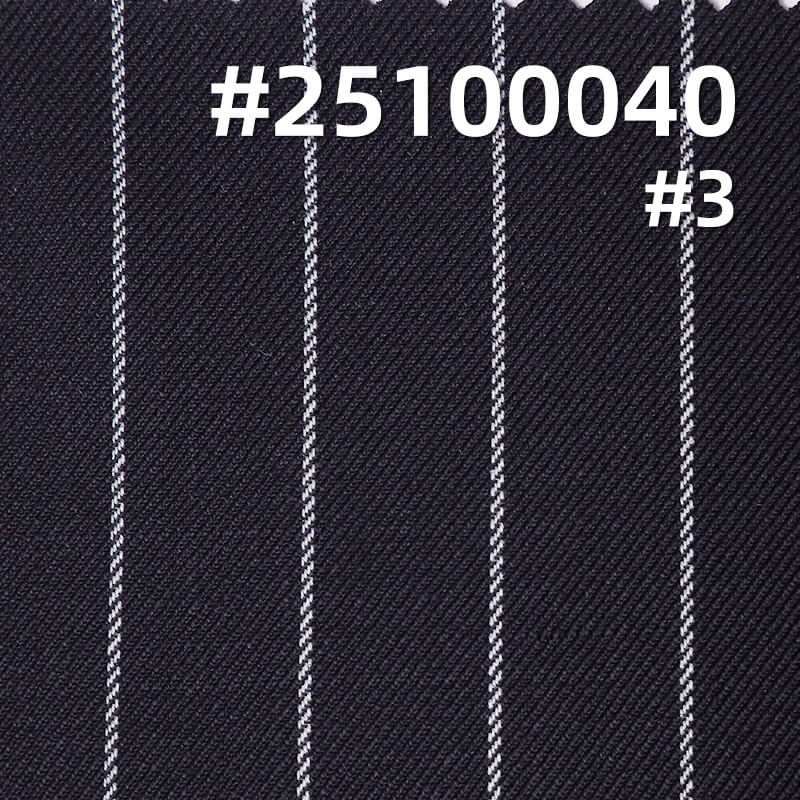 Worsted Wool Striped Fabric | 275g/m2 Wool Polyester Double Twill Dyed Fabric | Suits, Trousers & Tops Fabric