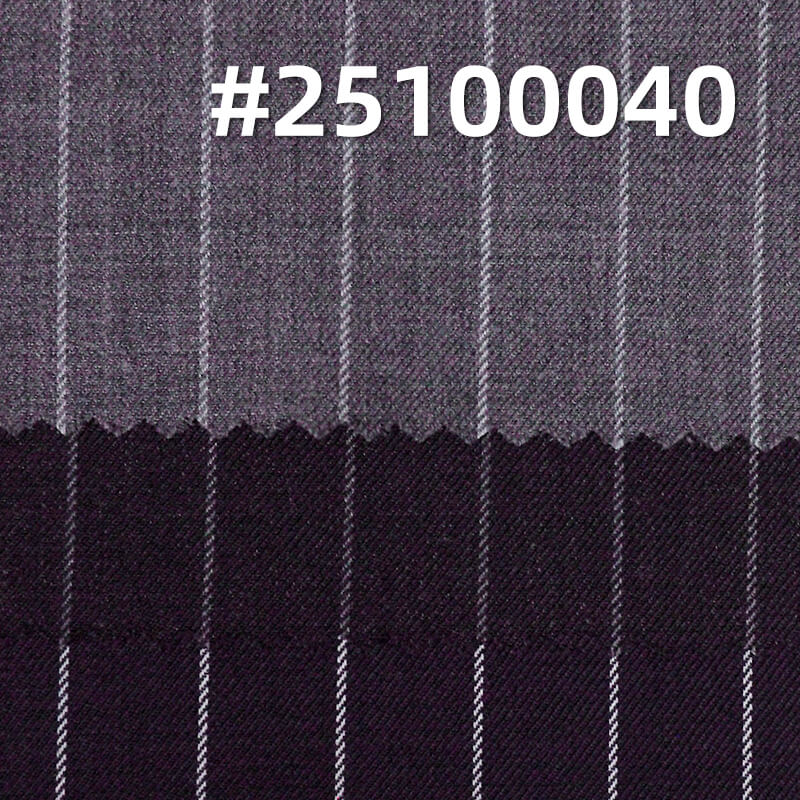 Worsted Wool Striped Fabric | 275g/m2 Wool Polyester Double Twill Dyed Fabric | Suits, Trousers & Tops Fabric