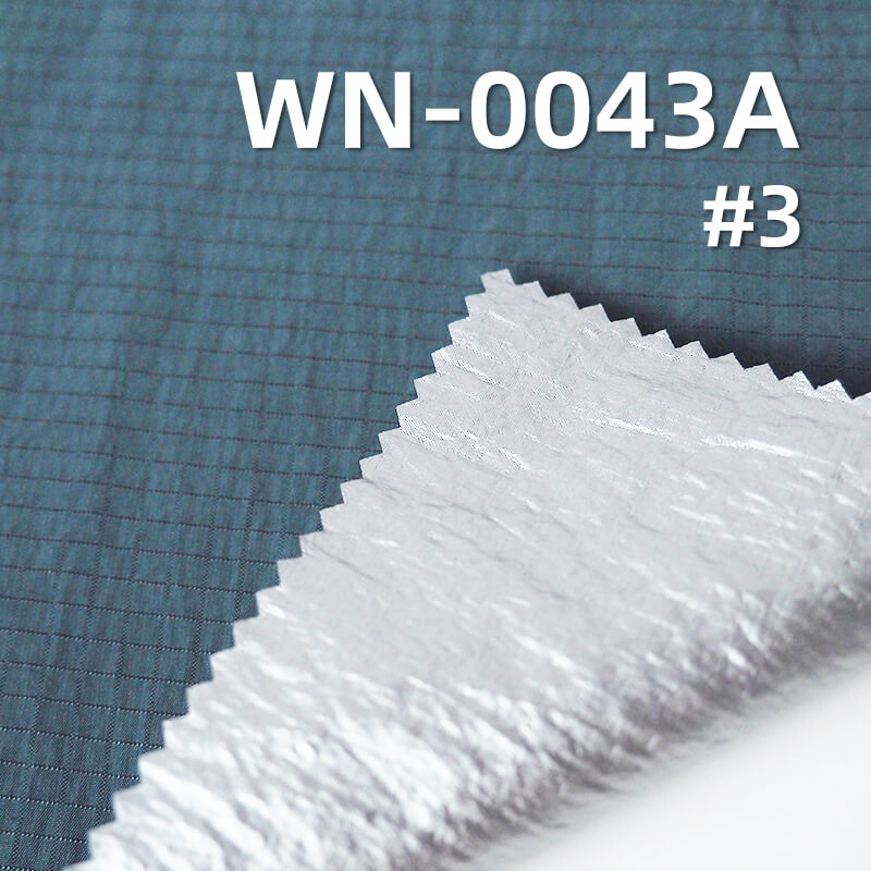 420T Silver Foil Nylon Rib-stop Fabric | 86g/m2 Ultra-lightweight Crinkle Weave | Water-Repellent & Cire Finish