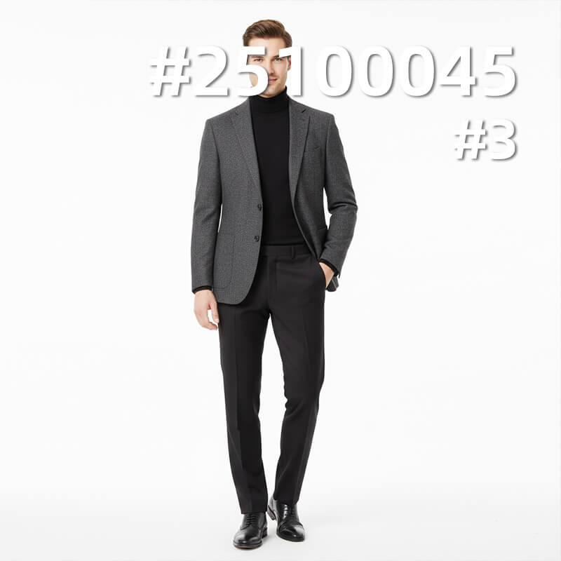 Worsted Stretch Wool Blend Suiting | 195g/m2 T/R Wool Plain Weave | For All-Season Suits, Trousers & Blazers