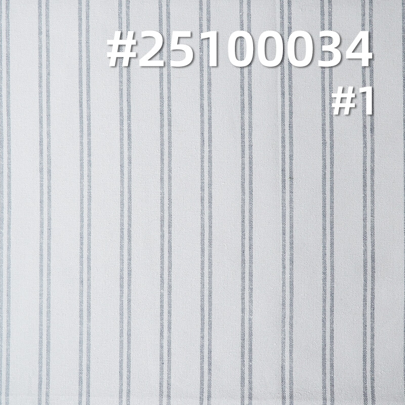 Yarn-Dyed Linen Cotton Stripe Fabric | 200g/m2 Mid-weight Plain Weave | For Casual Shirts, Pants & Skirts