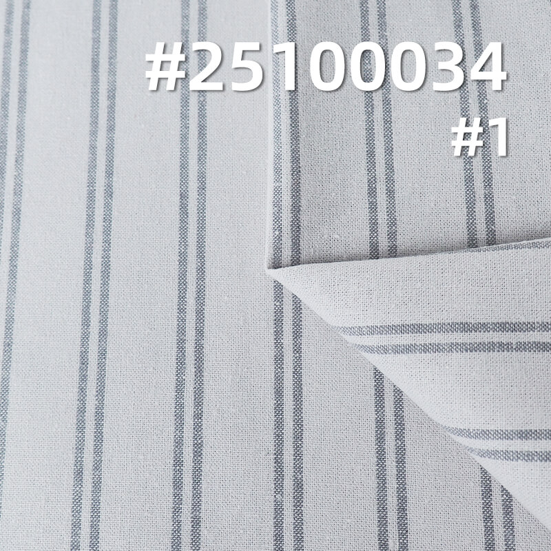 Yarn-Dyed Linen Cotton Stripe Fabric | 200g/m2 Mid-weight Plain Weave | For Casual Shirts, Pants & Skirts