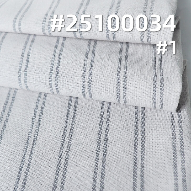 Yarn-Dyed Linen Cotton Stripe Fabric | 200g/m2 Mid-weight Plain Weave | For Casual Shirts, Pants & Skirts