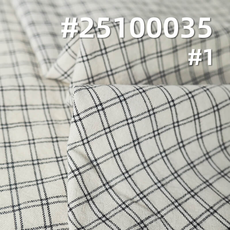 Yarn-Dyed Cotton Plaid Fabric | 130g/m2 Crinkle Plain Weave | For Casual Shirts, Blouses & Skirts