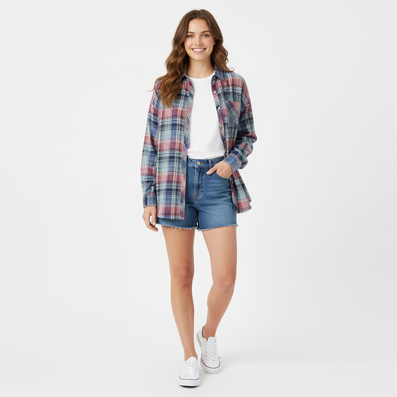 Yarn-Dyed Linen Cotton Plaid Fabric | 118g/m2 Lightweight Plain Weave | For Fashion Shirting & Skirts