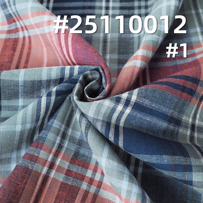 Yarn-Dyed Linen Cotton Plaid Fabric | 118g/m2 Lightweight Plain Weave | For Fashion Shirting & Skirts