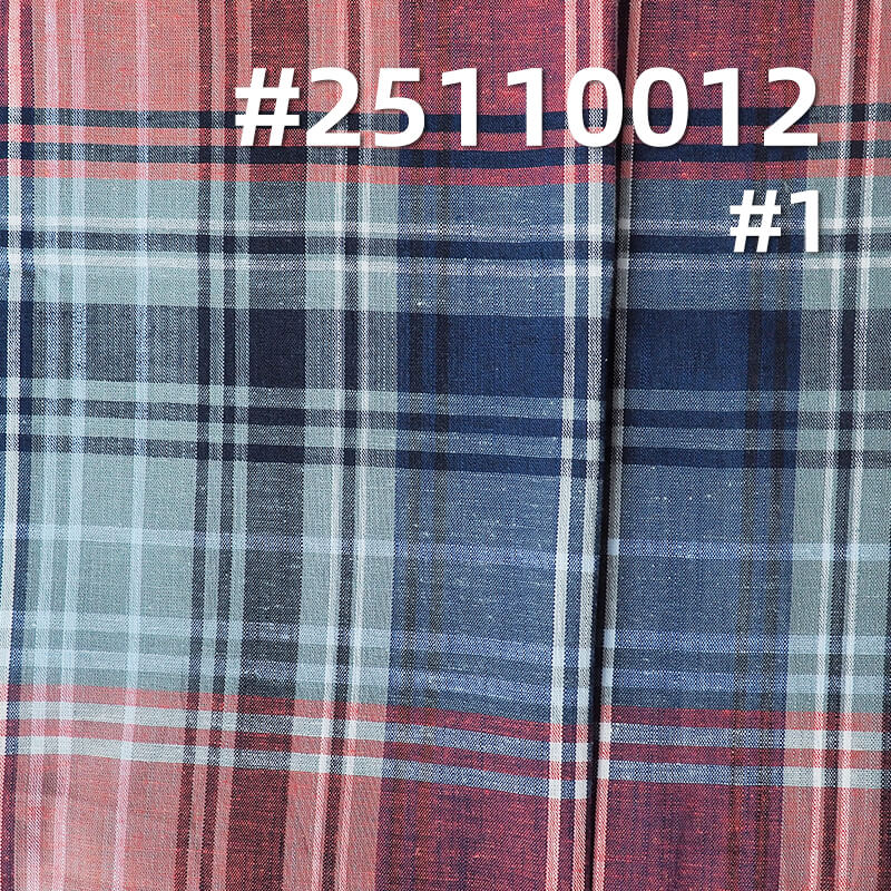 Yarn-Dyed Linen Cotton Plaid Fabric | 118g/m2 Lightweight Plain Weave | For Fashion Shirting & Skirts