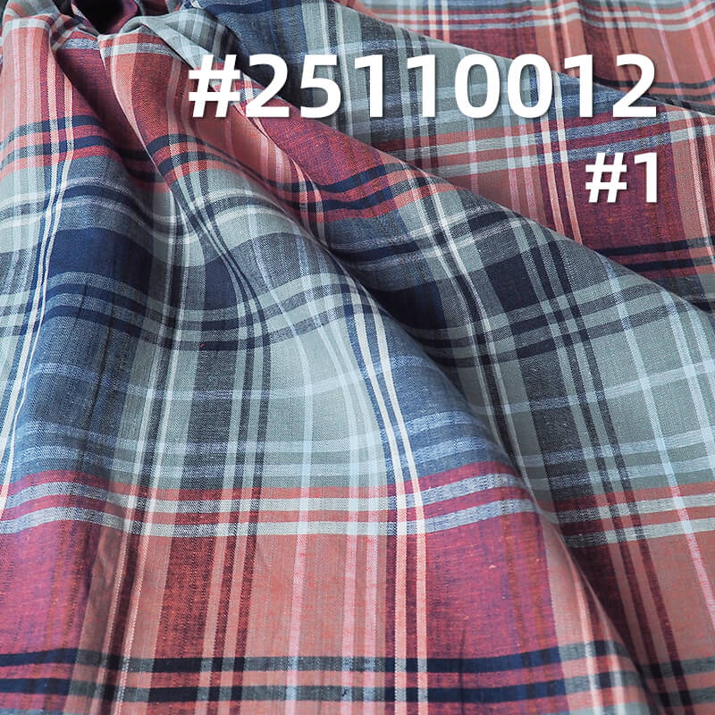 Yarn-Dyed Linen Cotton Plaid Fabric | 118g/m2 Lightweight Plain Weave | For Fashion Shirting & Skirts