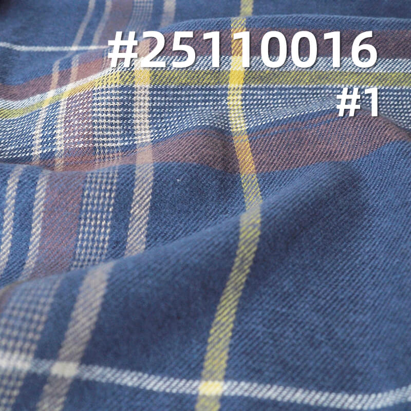 Yarn-Dyed Cotton Flannel Plaid | 174g/m2 Brushed Double Twill | For Plaid Shirts, Pants & Skirts