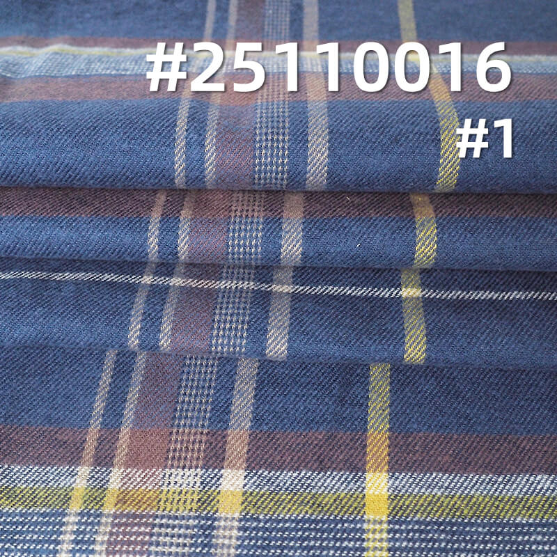 Yarn-Dyed Cotton Flannel Plaid | 174g/m2 Brushed Double Twill | For Plaid Shirts, Pants & Skirts
