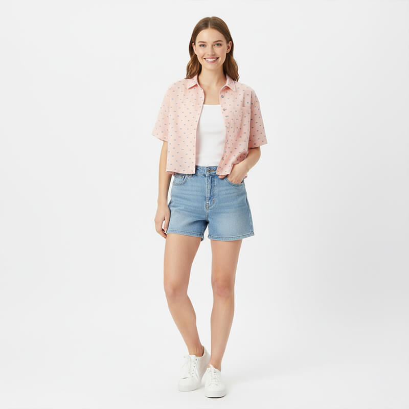 Yarn-Dyed Cotton Dobby Fabric | 94g/m2 Lightweight with Bow Tie Pattern | For Fashion Shirting, Blouses & Skirts