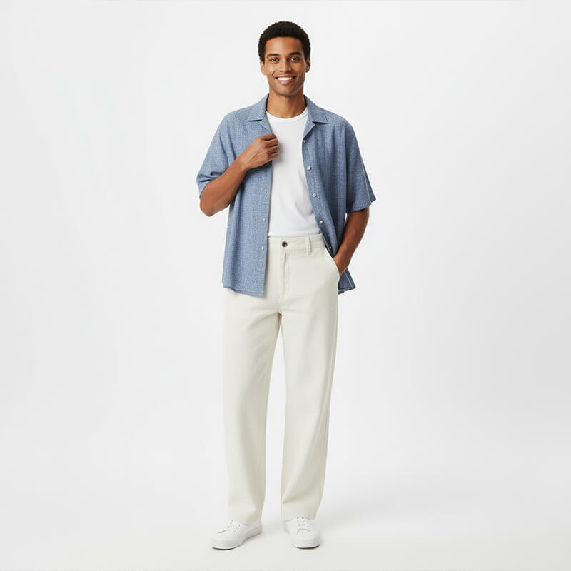 Indigo Blue Chambray Fabric | 110g/m2 Lightweight Linen Cotton Poly Blend | For Premium Shirting, Skirts & Dresses