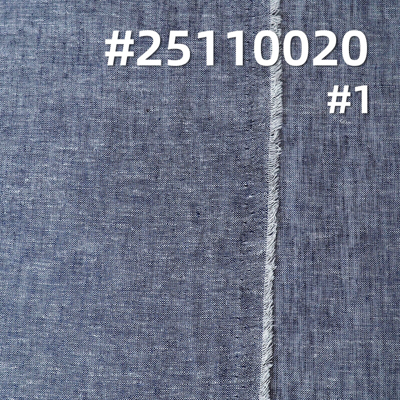 Indigo Blue Chambray Fabric | 110g/m2 Lightweight Linen Cotton Poly Blend | For Premium Shirting, Skirts & Dresses