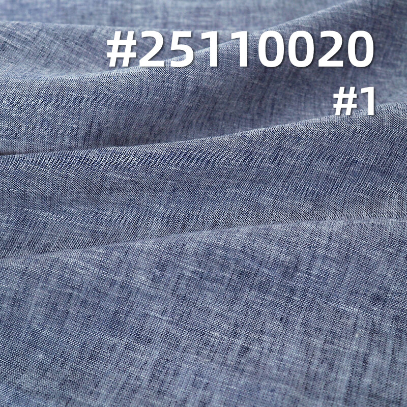 Indigo Blue Chambray Fabric | 110g/m2 Lightweight Linen Cotton Poly Blend | For Premium Shirting, Skirts & Dresses
