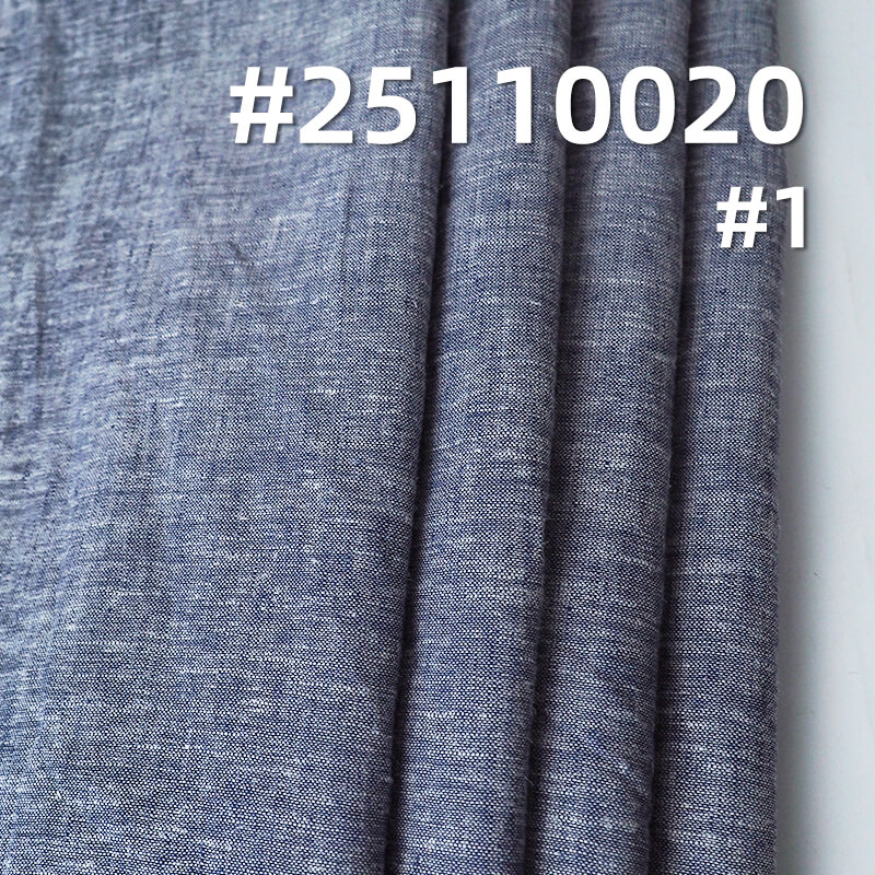 Indigo Blue Chambray Fabric | 110g/m2 Lightweight Linen Cotton Poly Blend | For Premium Shirting, Skirts & Dresses