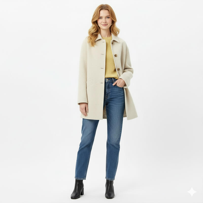 Heathered Cationic Wool-like Knit | 400g/m2(600g/m) Heavyweight Fabric | Provence Style | For Coats, Jackets & Hats