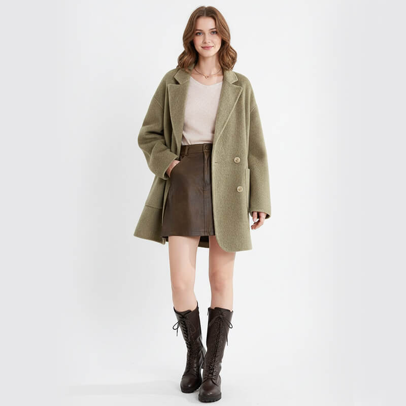 Vermeer Style Cationic Wool-like Knit | 385g/m2(580g/m) Heavyweight Two-Tone Fabric | For Winter Coats & Hats