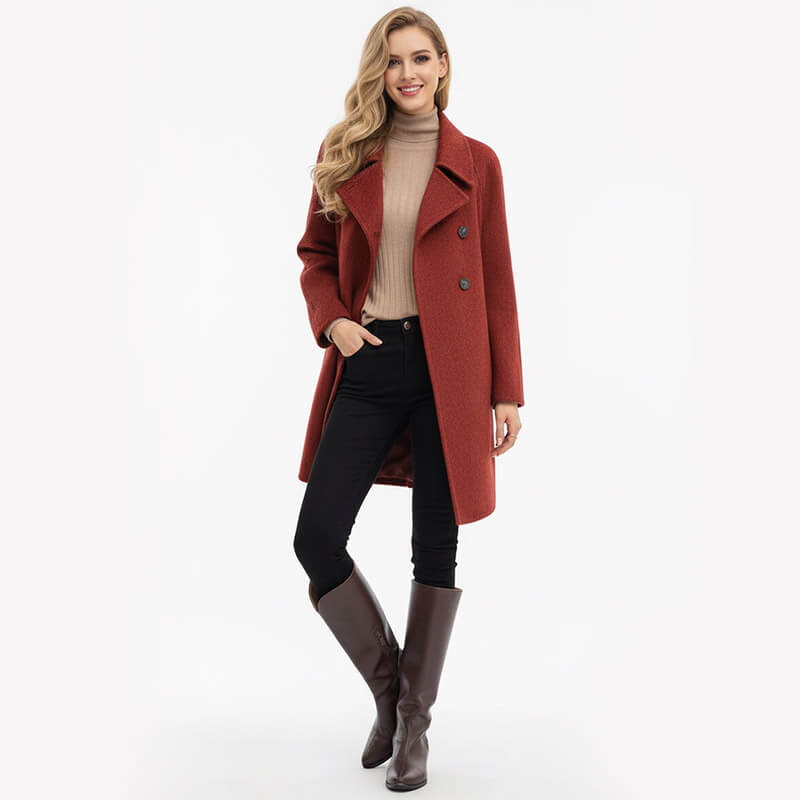 Double-Faced Polyester Jacquard Knit | 450-465g/m2(680-700g/m) Heavyweight Solid Color Fabric | For Luxury Coats